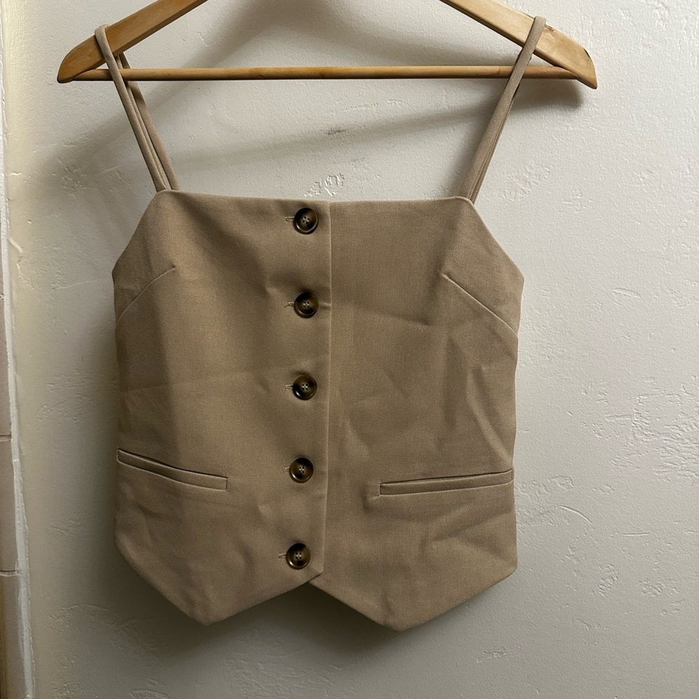 Nasty Gal Tan Button-Up Blouse